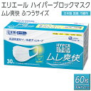 12位! 口コミ数「0件」評価「0」エリエール　ハイパーブロックマスク ムレ爽快 ふつうサイズ 60枚（30枚×2パック）日本製　国産　不織布