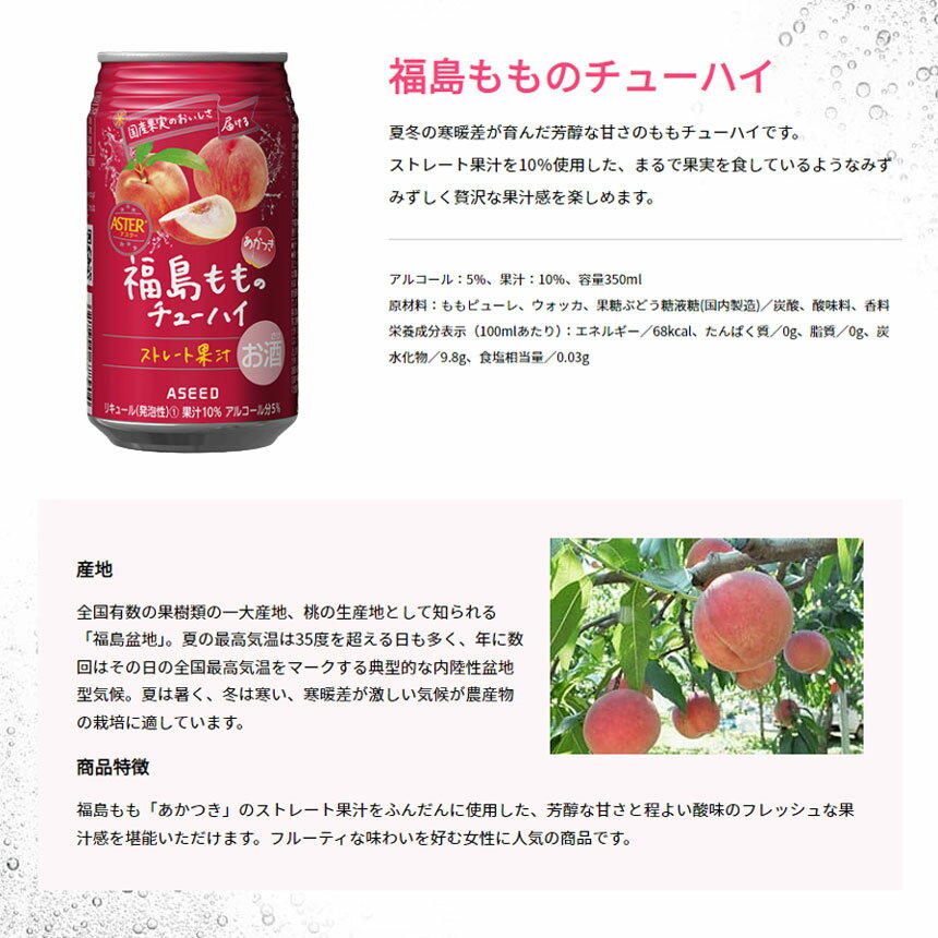 【ふるさと納税】アスター 福島 もも の チューハイ 350ml24本 | みかん オレンジ レモン 柑橘 お酒 果汁 酎ハイ 缶酎ハイ ジューシー ハイボール サワー 飲料 パーティー 宴会 BBQ バーベキュー 乾杯 誕生日 プレゼント 晩酌 家呑み 宅呑み ほろ酔い 人気 送料無料 栃木県