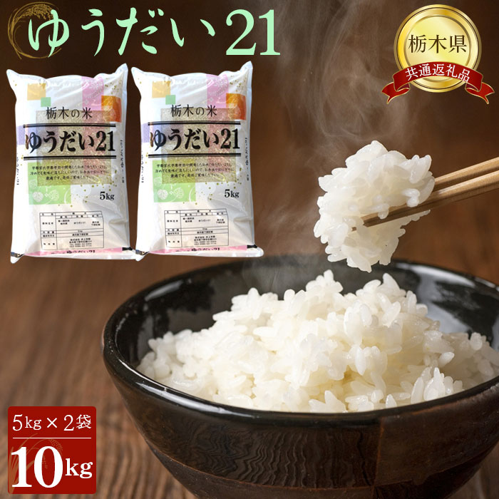 【ふるさと納税】No.248 ゆうだい21　10kg（5kg×2袋）【栃木県共通返礼品・栃木県産】 ／ お米 精米 大粒 送料無料 栃木県