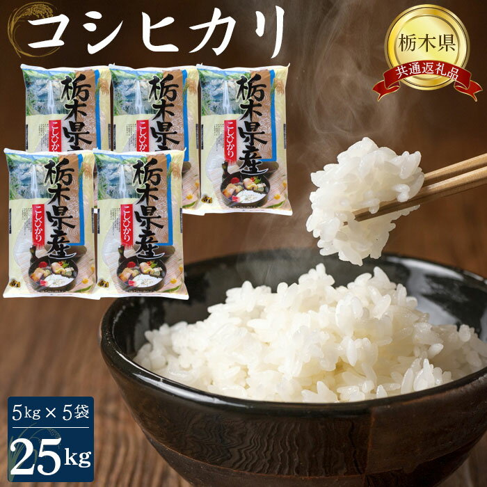 【ふるさと納税】No.250 コシヒカリ25kg（5kg×5袋）【栃木県共通返礼品・栃木県産】 ／ お米 精米 こ...