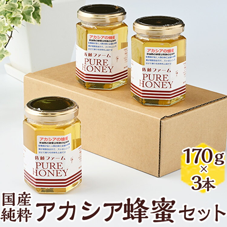 国産 純粋 アカシア蜂蜜セット |170g×3本 蜂蜜 ハチミツ はちみつ 天然 非加熱 トースト パンケーキ ホットケーキ 朝食 アレンジ ※着日指定不可