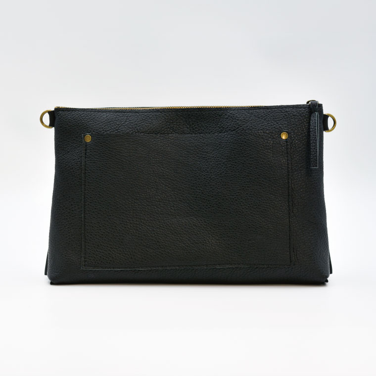 【ふるさと納税】益子の革工房maharoのショルダーポーチ（L）ブラック(AX107-3)