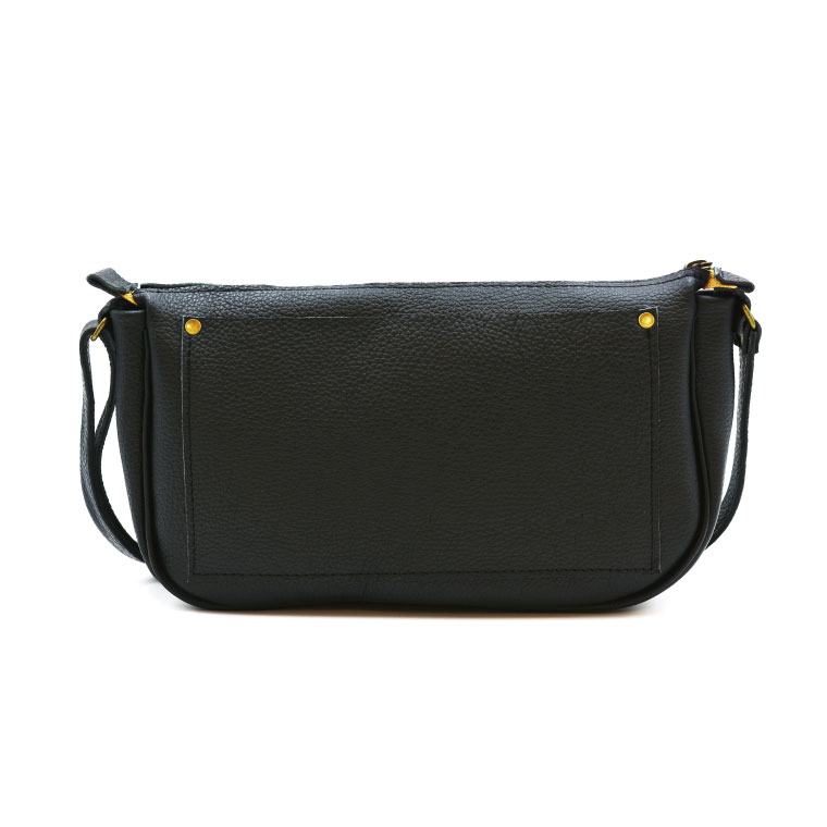 【ふるさと納税】益子の革工房maharoのラウンドショルダーバッグ（M）ブラック （AX116-3）