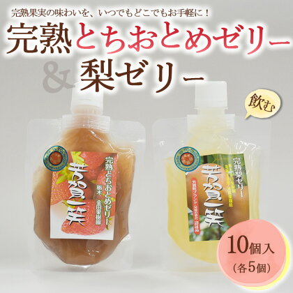 完熟とちおとめ飲むゼリー＆梨飲むゼリー 各5個 計10個入セット| 梨 いちご 苺 ゼリー なし フルーツ 果物 ギフト 贈答