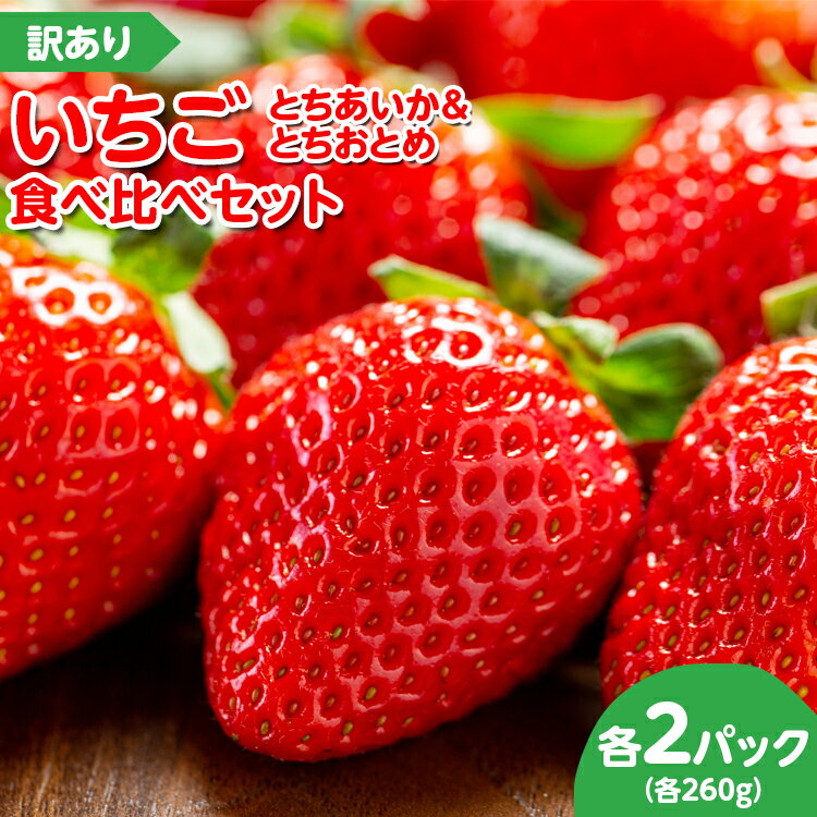 【ふるさと納税】《先行受付》訳あり いちご とちあいか＆とちおとめ 約260g各2パック 食べ比べセット ｜ サイズS～M サイズ不揃い ご家庭用 苺 イチゴ 果物 フルーツ 栃木県 壬生町※着日指定不可※2024年1月上旬頃より順次発送予定