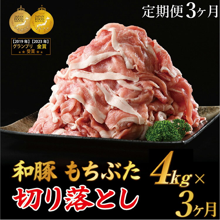 【ふるさと納税】【定期便3ヶ月】和豚もちぶた 切り落し4キロセット（400g×10パック） 豚肉定期便 国産 肉 豚肉 豚バラ 冷凍 小分け※着日指定不可