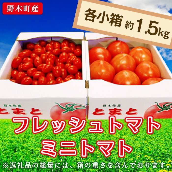 ミニトマト トマト 甘い 食べ比べ T04 栃木県野木町産トマト小箱+ミニトマト小箱(各約1.5kg・合計2箱)