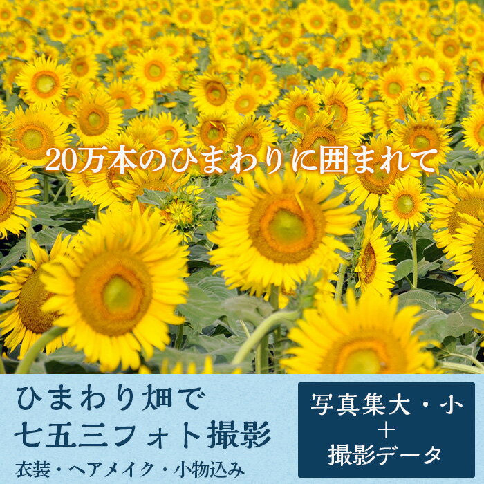 ・ふるさと納税よくある質問はこちら ・寄付申込みのキャンセル、返礼品の変更・返品はできません。 　あらかじめご了承ください。 商品詳細 名称 ひまわり畑で七五三フォト撮影（写真集大・小＋撮影データ） 内容量 ・ロケーション撮影（30分～1時間程度） 　※着替え・移動時間は除く 　※衣装チェンジをご希望の場合は、スタジオまで一度お戻りいただきます ・七五三衣装／ヘアメイク／小物込み ・写真集　大サイズ（内外合計6面・28cm×28cmサイズ）×1 ・写真集　小サイズ（内外合計6面・21cm×21cmサイズ）×1 ・デジタルデータ（CD-R・写真集に掲載したデータ）×1 ・額入り2Lサイズ写真×1 申込期日 通年 ※ひまわりの開花時期は、お問い合わせください 詳細 約20万本のひまわりや、国の重要文化財に指定されている「野木町煉瓦窯」などで、素敵な写真を撮影してみませんか？「敷居は低く、クオリティーは高く」を第一に考える、野木町のプロのカメラマンが、最高の写真を撮影いたします。 七五三の記念に、ひまわり畑の中でロケーション撮影を実施させていただくプランとなります。貸衣装・ヘアメイク・小物などが含まれております。撮影時間は、30分〜1時間程度（着替え・移動時間は除く）です。 撮影されたデータを、プロ仕上げの「クリスタルプリント（アクリル仕上げ）」で印刷し、写真集（大1、小1）と額入り2Lサイズの写真にしてお渡しさせていただきます。 ※夏場の野外撮影となりますので、脱水症状や熱中症対策をお願いいたします。 　着物を着る場合には、日差しの強くならない早朝もしくは、夕方近辺でのご予約をお勧めいたします。 ■■以下、ご確認ください■■ ■所要時間 ・着付け／ヘアメイク　：1時間程度 ・撮影時間　　　　　　：30分～1時間程度（移動時間含まず） ■予約について ・本プランはスタジオへのご予約が必要となります。寄附者様が、下記ご予約先までお電話にてお問い合わせください。 ■実施可能日 ・毎週木曜が定休日となります。木曜以外でのご予約をお問い合わせください。 ■その他前提条件 ・ロケーション撮影となります。約20万本のひまわり畑や野木町煉瓦窯や周辺での撮影を予定しております。 ・ひまわりの開花時期を過ぎた場合、野木町煉瓦窯周辺での撮影とさせていただきます。詳細は、ご寄附前にスタジオまでお問い合わせください。 ・天候等やむを得ない都合により、撮影できない場合もございますので、予めご了承ください。 ・ヘアメイクは、当スタジオの提携美容室で担当させていただきます。 ・衣装内容、ヘアメイクについては、ご予約の際に打ち合わせを実施させていただきます。 ■お問い合わせ／ご予約 ・ホワストスタジオ（Whast Studio） ・〒329-0111　栃木県下都賀郡野木町丸林643-1 ・TEL：0280-55-2762 ・営業時間：9:00～19:00（定休日・木曜日） 事業者名 ホワイトスタジオ