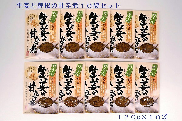  生姜と蓮根の甘辛煮10袋セット(120g×10袋)