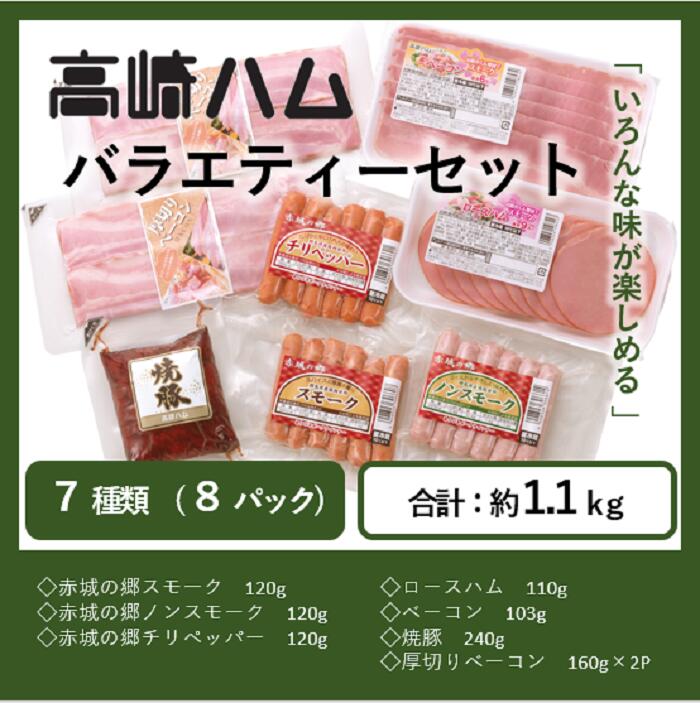 【ふるさと納税】【高崎ハム】ハム・ソーセージ・ベーコン・焼豚「バラエティーセット」（Z-203）/肉 詰合せ セット JA全農 ロースハム ポークソーセージ ウインナー 赤城の郷 厚切りベーコン 高崎ハム ブランド 群馬県産 豚肉 群馬県 高崎市