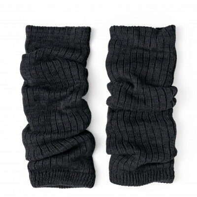 [ezu]leg warmers ◆シルクとコットンのレッグウォーマー◆おしゃれ◆リブ編み 黒色