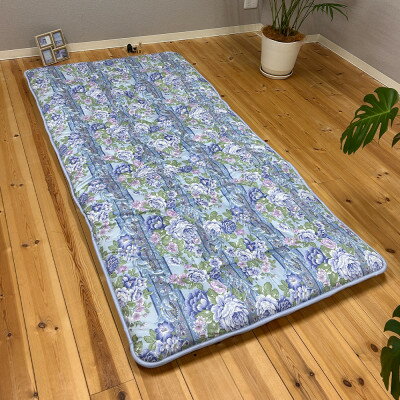 【ふるさと納税】日本製固綿入りボリューム敷布団(シングル/花柄ブルー)【1707149】