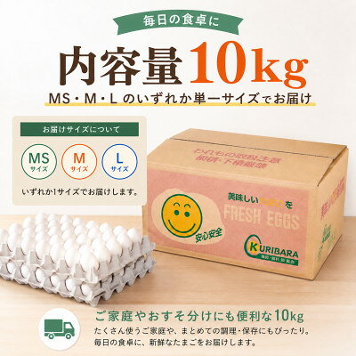 【ふるさと納税】くりばらの毎日たまご10kg(MS・M・Lいずれか単一サイズ)【配送不可地域：離島】【1748492】