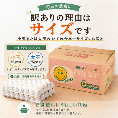 【ふるさと納税】【訳あり】くりばらの毎日たまご 10kg(小玉または大玉)【配送不可地域：離島】【1748493】