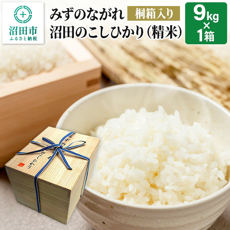 令和5年産《高級桐箱入り》沼田のこしひかり「みずのながれ」9kg×1箱 精米 白米 コシヒカリ