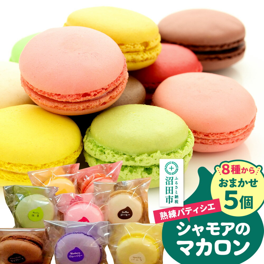 【ふるさと納税】シャモアのマカロン おまかせ 5個入 詰め合わせセット(オレンジ・コーヒー・ラズベリー・抹茶・バニラ等8種の中から5種)