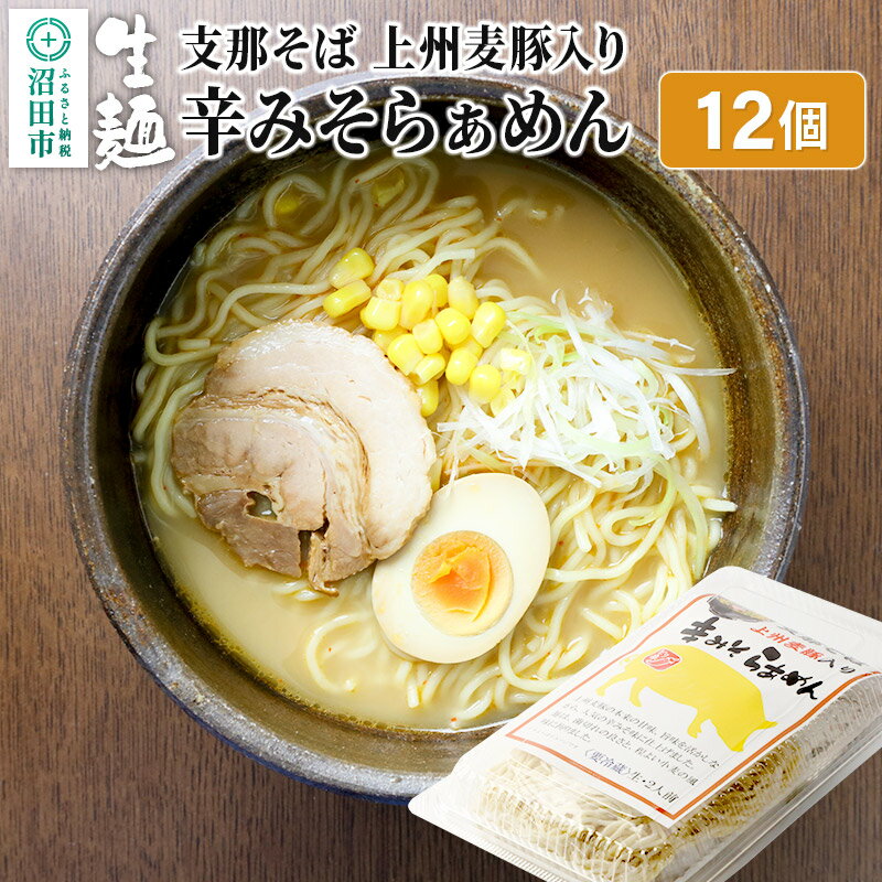 【ふるさと納税】関麺 支那そば 上州麦豚入り辛みそらぁめん 12個