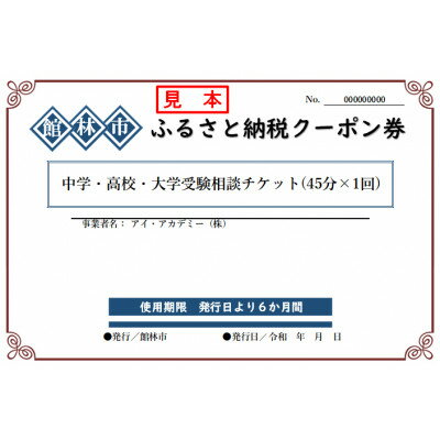 【ふるさと納税】アイ・アカデミーの中学・高校・大学受験相談チケット(45分×1回分)【1336112】