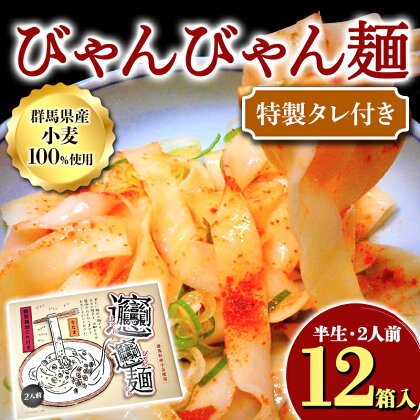 びゃんびゃん麺（半生・2人前）特製タレ付き×12箱入 中国 郷土料理 中華 ビャンビャン麺 めん ふるさと 故郷 納税 群馬 渋川市 F4H-0054