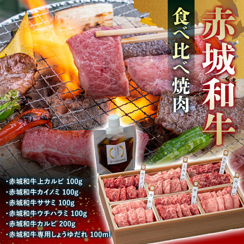 【ふるさと納税】赤城和牛食べ比べ焼肉 たれ付き 銘柄牛 焼肉 カルビ カイノミ ササミ ウチハラミ 希少部位 贈り物 ギフト セット F4H-0100のサムネイル