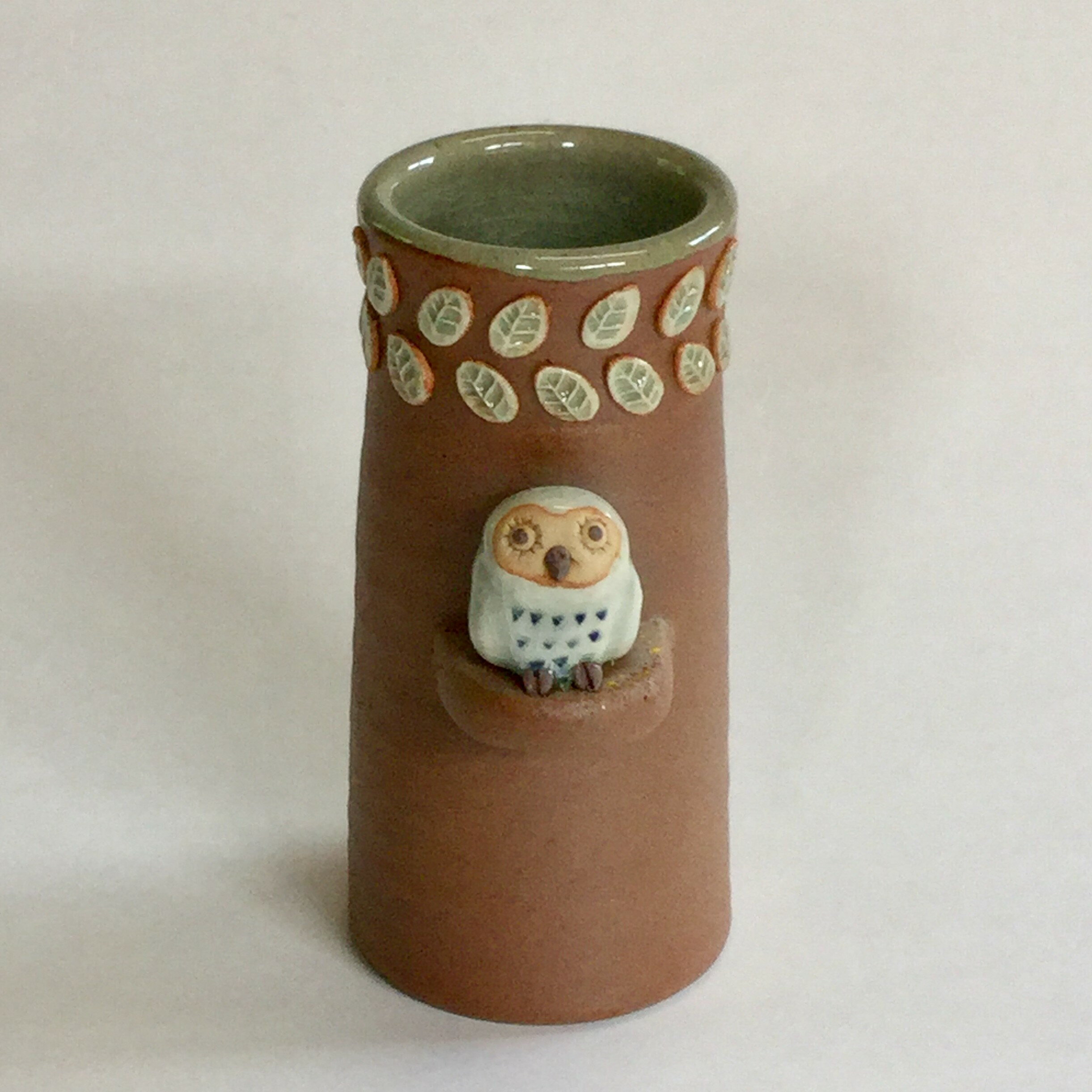 【ふるさと納税】陶芸作品ふくろう花瓶