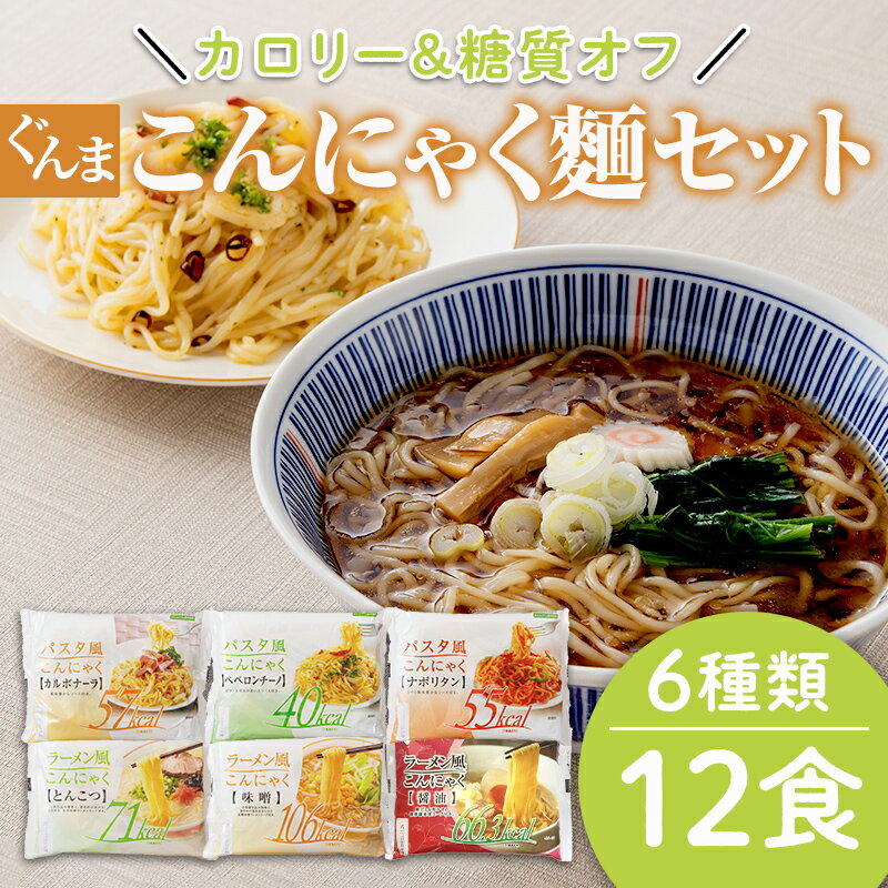 【ふるさと納税】カロリー＆糖質オフ ぐんまこんにゃく麵セット（6種類12食）コンニャク 蒟蒻 パスタ風 ラーメン風 低カロリー ダイエット F21E-026のサムネイル
