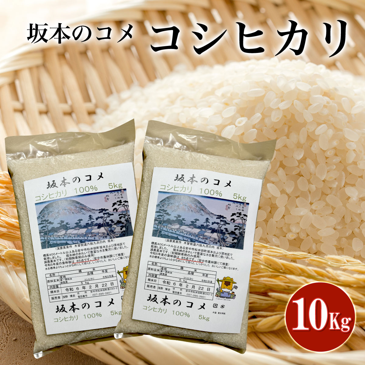 【ふるさと納税】坂本のコメ コシヒカリ 10kg ANA002 ／ お米 精米 こしひかり 減農薬 減化学肥料米 送料無料 群馬県 安中市