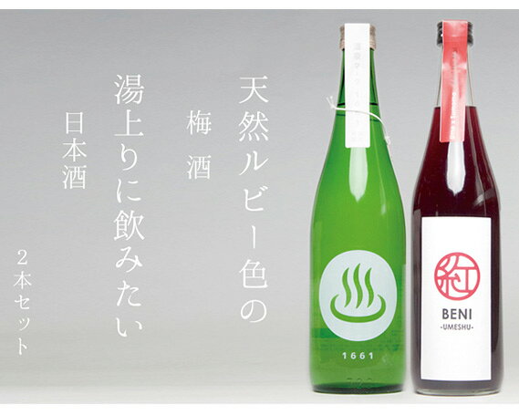 【ふるさと納税】No.231 梅酒「BENI」日本酒「温泉マーク1661」720ml　2本セット ／ お酒 日本酒 梅酒 セット 群馬県