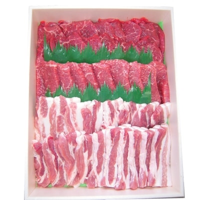 上州牛肩・モモ焼肉:榛名ポークバラ焼肉セット(合計1kg)