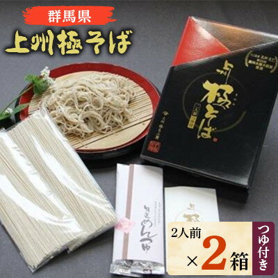 【ふるさと納税】群馬県優良県産品の上州極そば　つゆ付き2人前×2箱【1207390】