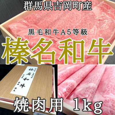 【ふるさと納税】【群馬県吉岡町産/榛名和牛】焼肉用-A5等級-1kg/500g 2箱【配送不可地域：離島】【1381621】