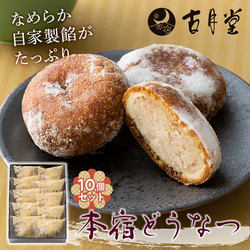 本宿どうなつ10個セット 名物 ドーナツ 自家製餡 なめらか 手土産 おみやげ お茶請け 老舗 F21K-210