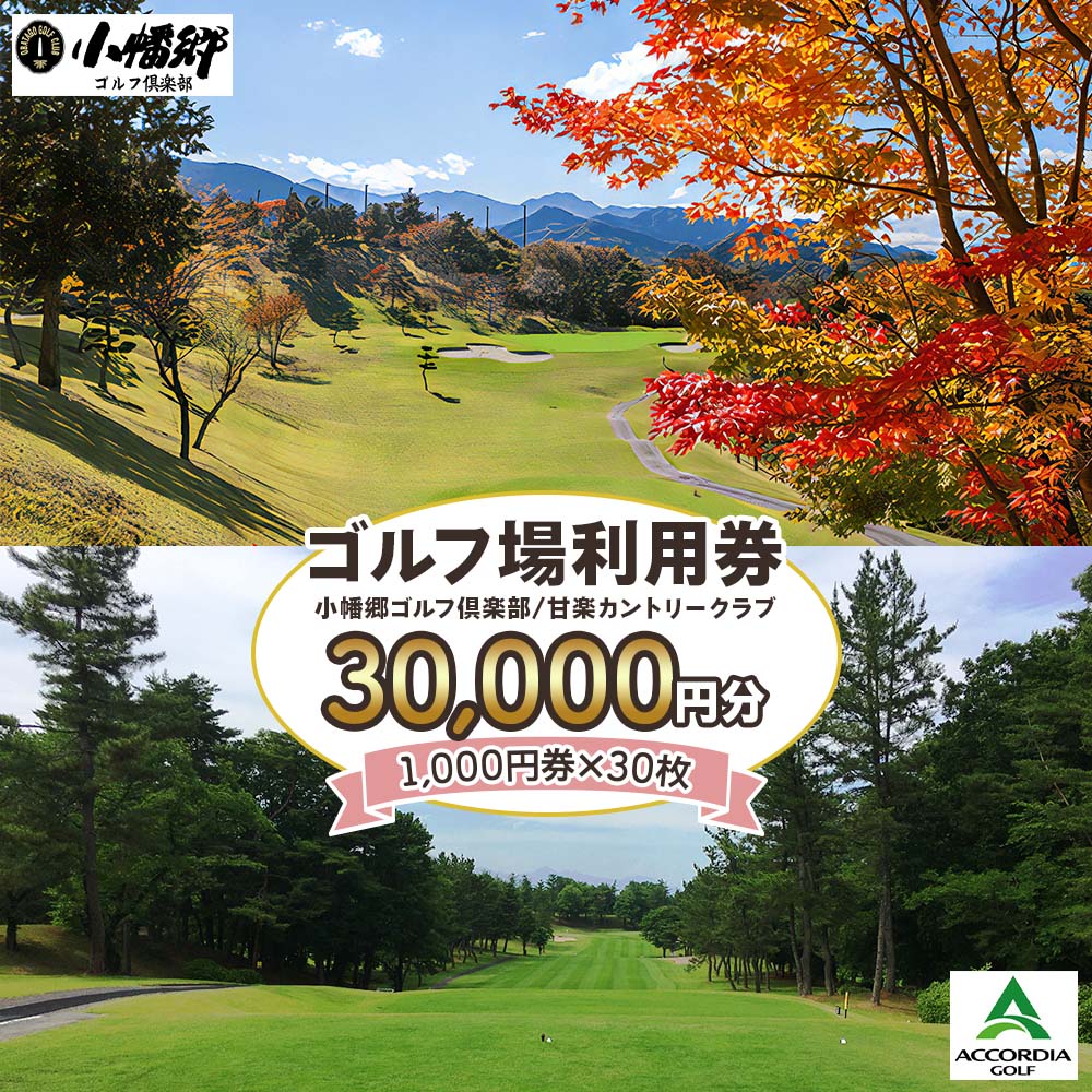 ゴルフ場利用券 3万円分[1000円券×30枚]小幡郷ゴルフ倶楽部 甘楽カントリークラブ|観光 旅行 チケット クーポン 甘楽町 [0155]