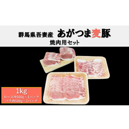 群馬県東吾妻町産 あがつま麦豚 焼肉用セット 1kg（ロース肉500g×1パック・バラ肉500g×1パック）焼き肉 BBQ 豚バラ　【 お肉 おうち焼肉 グルメ 食材 国産 日本産 国産豚ロース 食卓 料理 調理 あっさり 甘み 】