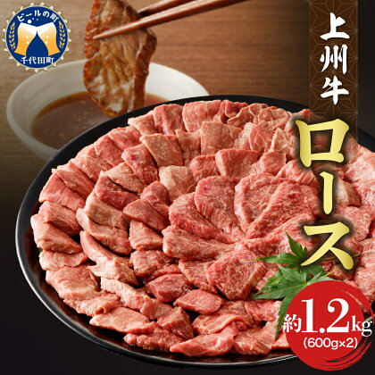 牛肉 ロース 【 上州牛 】1.2kg (600g×2パック) 国産 和牛 和牛肉 ブランド牛 精肉 肉 お肉 焼肉 バーベキュー BBQ キャンプ アウトドア 食品 冷凍便 グルメ お取り寄せ グルメ 送料無料 群馬 県 千代田町