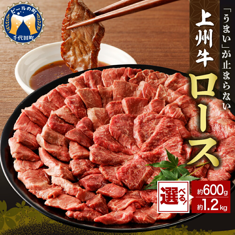牛肉 ロース [ 上州牛 ]( 選べる : 600g / 1.2kg )国産 和牛 和牛肉 ブランド牛 精肉 肉 お肉 焼肉 バーベキュー BBQ キャンプ アウトドア 食品 冷凍便 グルメ お取り寄せ グルメ 送料無料 群馬 県 千代田町