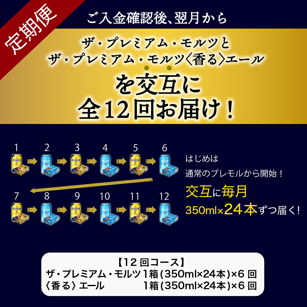 【ふるさと納税】ビール サントリー ザ・プレミアムモルツ 香るエール 350ml 24本 【月替わり 定期便 12ヶ月コース】 計12箱送料無料 ギフト プレゼント 内祝い お歳暮 お祝い 母の日 父の日 新生活 家飲み キャンプ 晩酌 人気 オススメ 群馬 県 千代田町 飲み比べ