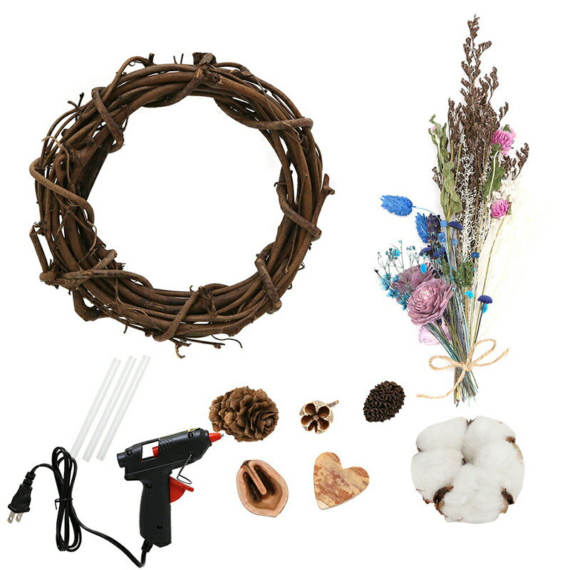 【ふるさと納税】動画で作る 体験キット19 手作りで楽しむドライフラワーリースキット アクア 青系 2