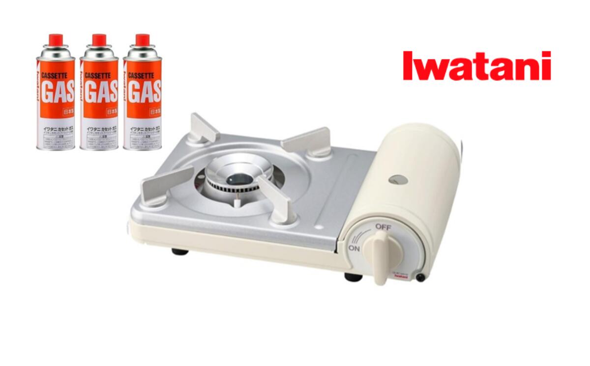 イワタニ カセットフー カセットフーミニ ホワイト+カセットガス3P [11100-1954]スポーツ アウトドア 電化製品 キッチン家電 雑貨 日用品 防災グッズ