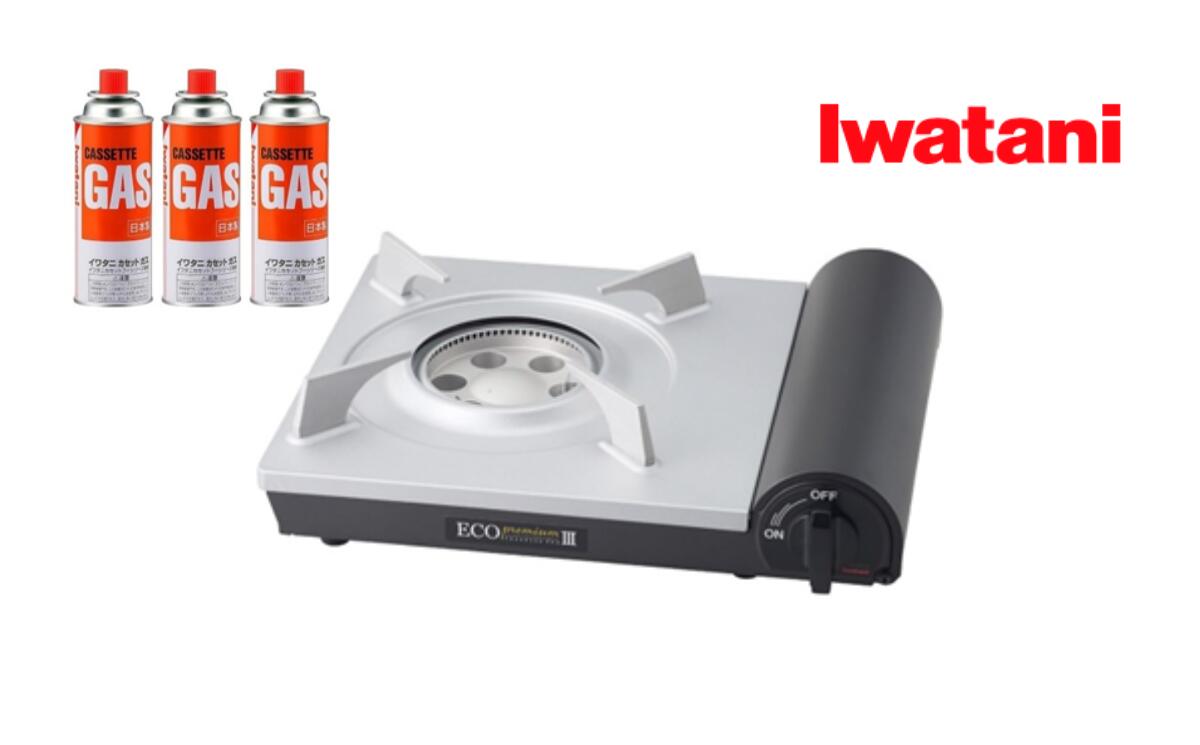 イワタニ カセットフー エコプレミアム CB-EPR-III-Bブラック+カセットガス3P[11100-1959]スポーツ アウトドア 電化製品 キッチン家電 雑貨 日用品 防災グッズ