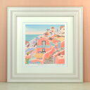 【ふるさと納税】栗乃木ハルミ版画額装品「Santorini」【1334217】