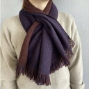 【ふるさと納税】紡績会社の編立て職人によるカシミヤ100%フリンジミニマフラー(ネイビー×ブラウン)【1341773】