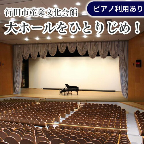 楽天埼玉県行田市【ふるさと納税】No.313 行田市産業文化会館　大ホールをひとりじめ！（ピアノ利用あり） ／ チケット 音楽活動 ダンス 個人利用 練習場所 舞台 送料無料 埼玉県