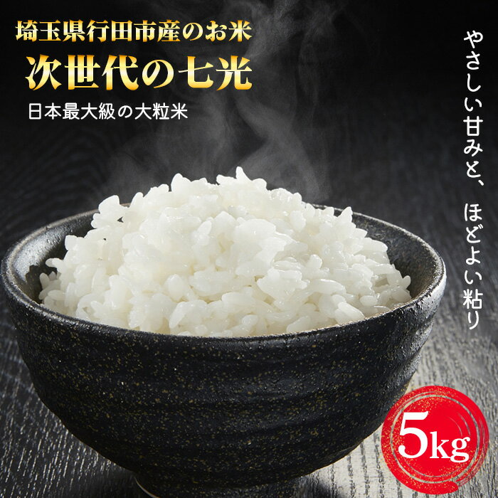 埼玉県行田市産のお米 次世代の七光 5kg 未検査米 精米 / 米 5kg 白米 精米 国産米 未検査米 大粒 食べごたえ ふっくら 甘み 粒立ち 粘り 和食に合う 弁当向き 家庭用 コスパ 食卓用 毎日使い お取り寄せ グルメ 埼玉県産 行田市産 新品種 No.526