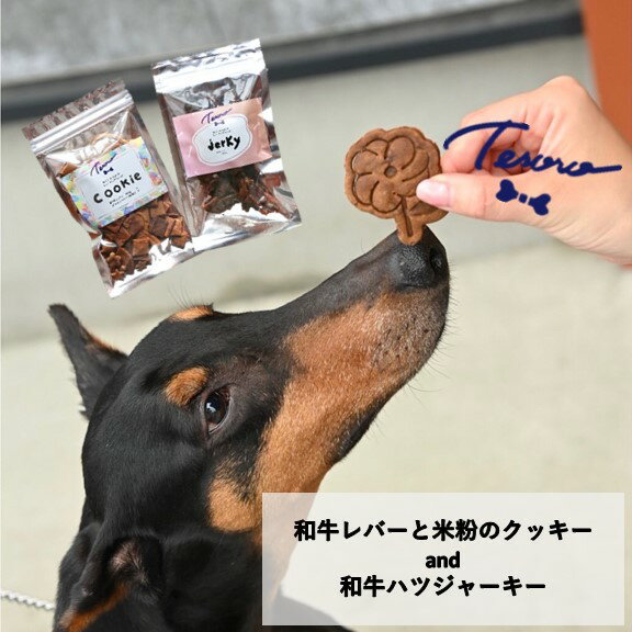 [Tesoro]わんこ用/和牛レバー米粉のクッキーとジャーキー 各1袋入り(お肉屋さんが作る犬ご飯)