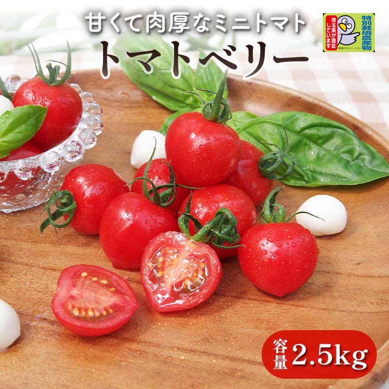 【ふるさと納税】＜特別栽培農産物＞ファームサイドの希少なトマトベリー (2.5kg) 野菜 トマト トマトベリー ハート ミニトマト プチトマト 特別栽培 農産物 サラダ 生 食品 本庄産 関東 F5K-165