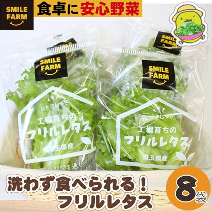 【農薬不使用】洗わず食べられる！ フリルレタス 8袋 フリルレタス レタス サラダ 緑黄色野菜 送料無料 東松山 埼玉県 洗わず食べる 野菜 サラダ 新鮮な 便利 ナチュラル グリーン サラダ野菜 ダイエット