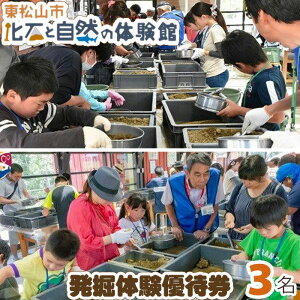 【ふるさと納税】東松山市化石と自然の体験館優待券【3名分】 ガチ発掘 送料無料 東松山 埼玉県 自然科学 学習 地質学 アクティビティ 教える 勉強 体験施設 学び 観光スポット 修学旅行 自然 家族