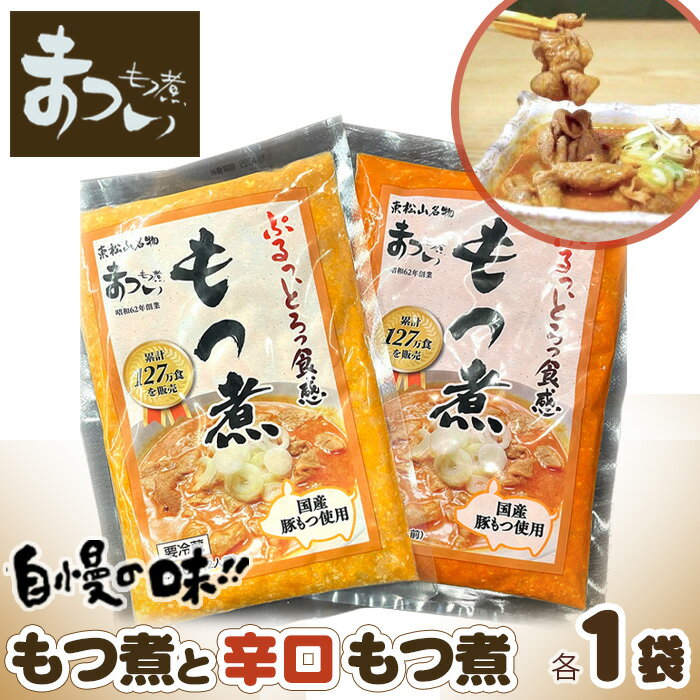 国産豚もつ使用！とろけるほど柔らかい 究極のもつ煮 2種 500g × 2袋 もつ煮 国産豚 もつ もつ煮のまつい 冷蔵 惣菜 手軽 簡単調理 送料無料 東松山 埼玉県