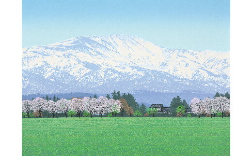 【ふるさと納税】「麗雅 月山」グリーンゴールド色額縁／ シルクスクリーン 版画 芸術 美術 風景 自然 送料無料 埼玉県 東松山 バージョン 美しい ギャラリー アーティスト アート 芸術 デザイン インテリア 絵画 限定版 芸術品 オリジナル